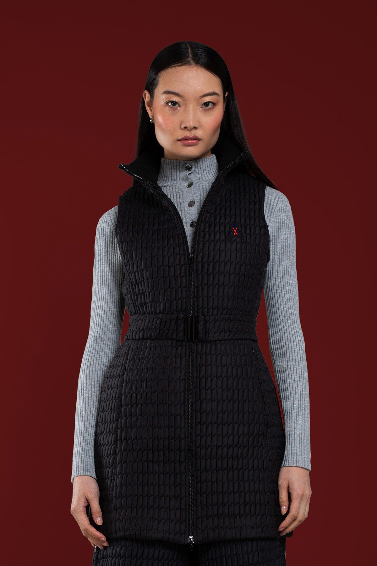 Rivorn Womens Quilted Long Gilet  With Belt (Cruelty-free)