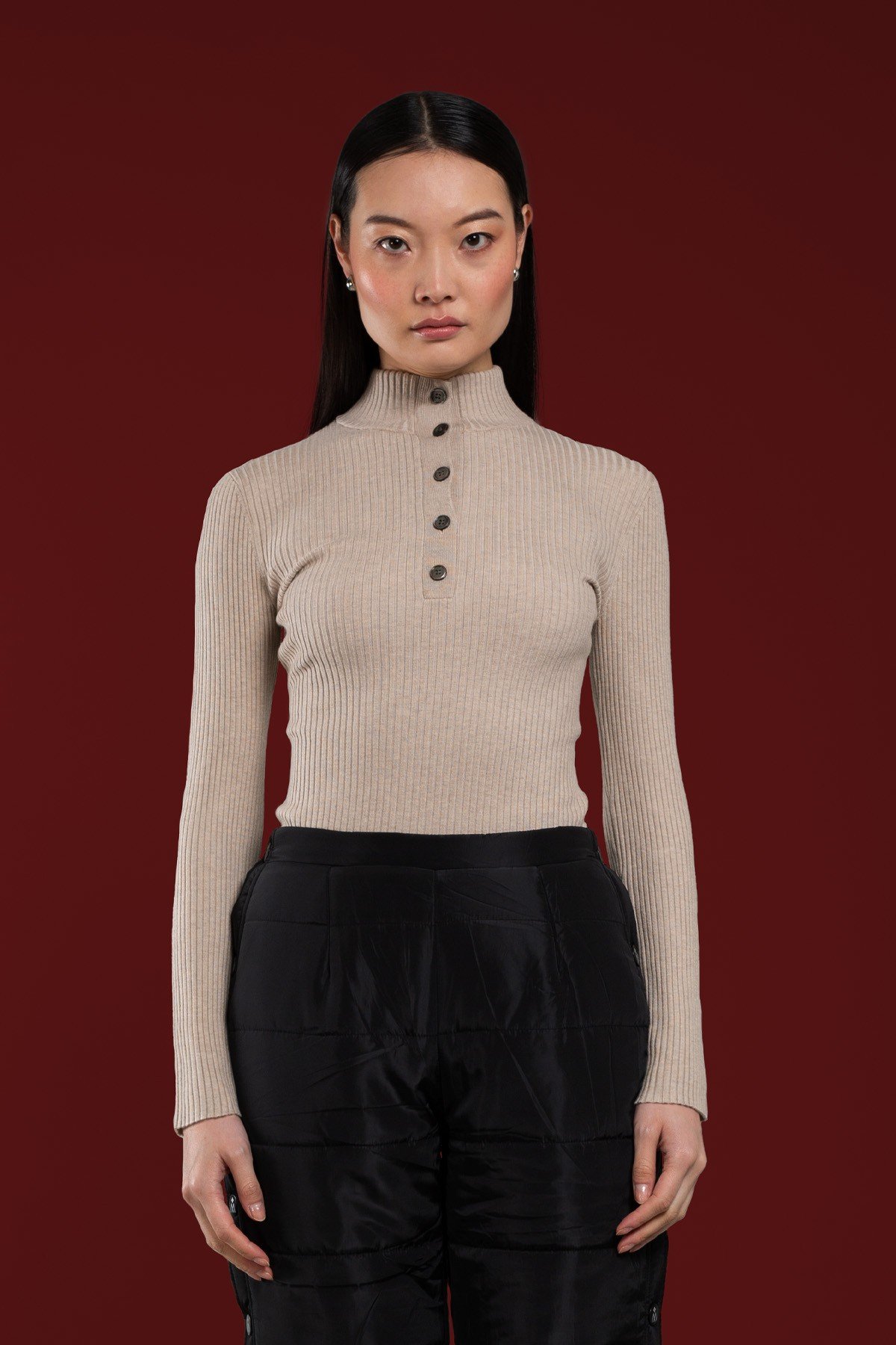 Haut boutonné en tricot pour femme Osker