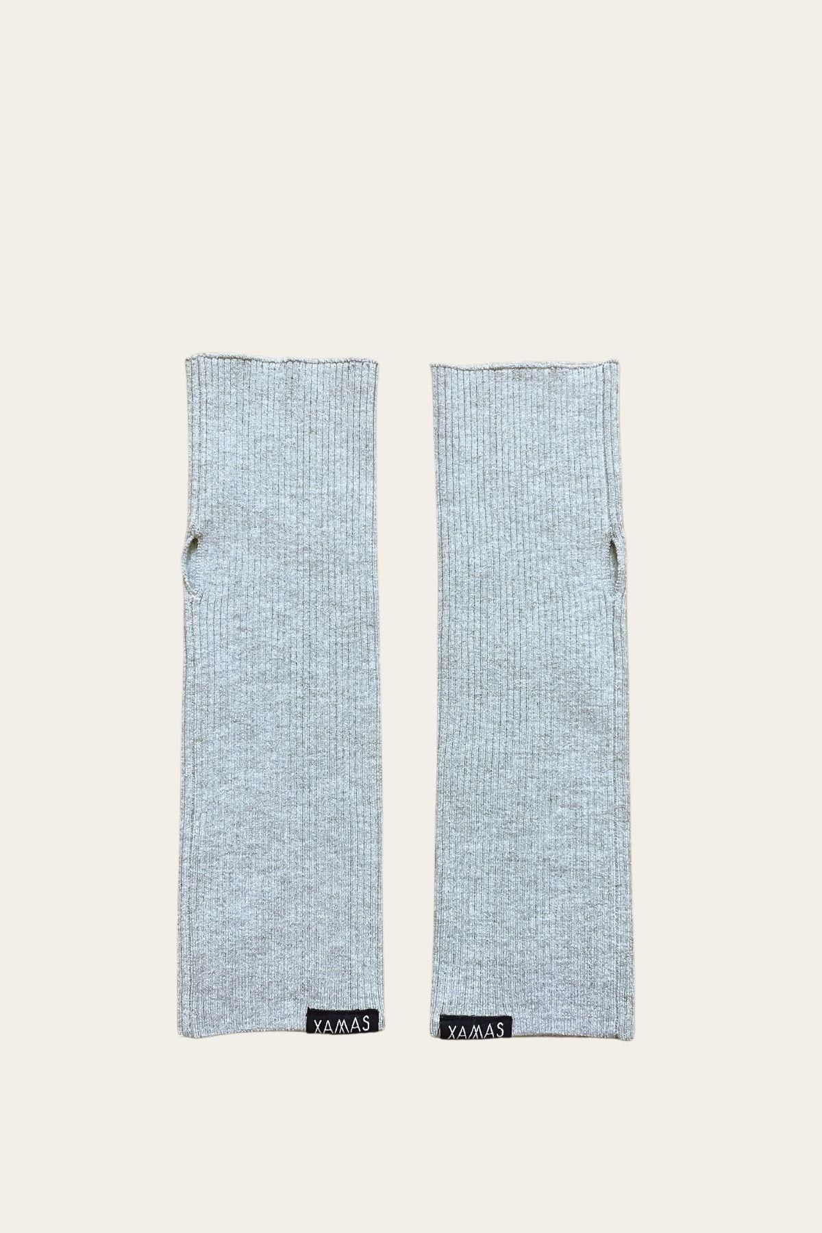 Mitaines tricotées en laine mérinos Brionne (fil argenté)